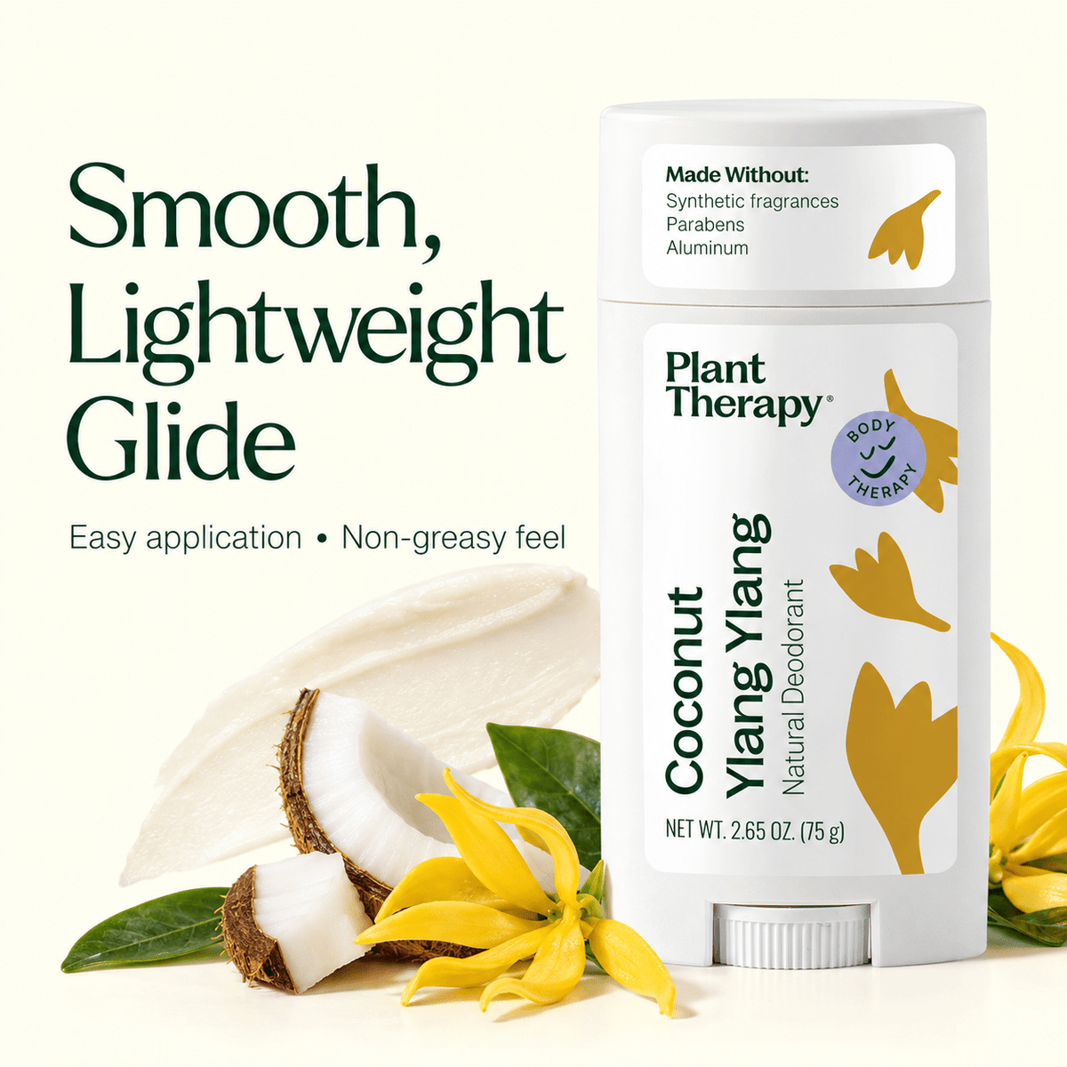 Plant Therapy Coconut Ylang Ylang deodorant smooth lightweight glide