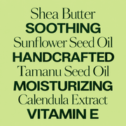 Plant Therapy Healing Balm key ingredient and moisturizing infographic