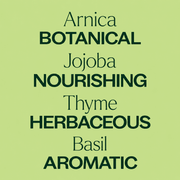 Plant Therapy Nerve Body Oil arnica jojoba thyme and basil botanical infographic