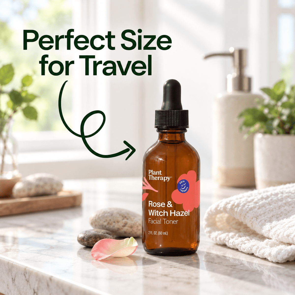 Plant Therapy Rose & Witch Hazel Facial Toner 2 oz travel size