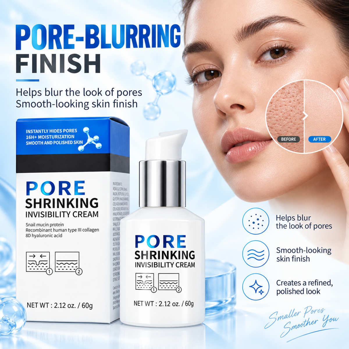 Pore Shrinking Invisibility Cream with Snail Mucin & Collagen