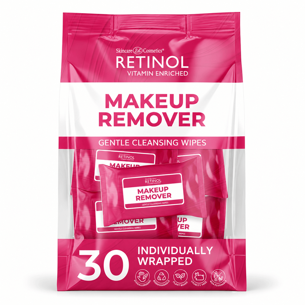 Retinol Makeup Remover Gentle Cleansing Wipes, 30 individually wrapped sachets