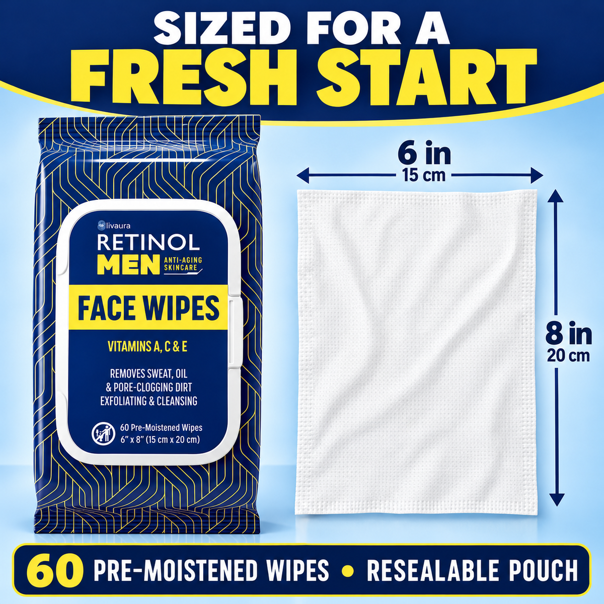 Livaura Retinol Men Face Wipes, 60 Count infographic 3