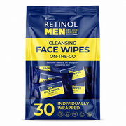 Retinol Men Face and Body Wipes, 30 individually wrapped wipes