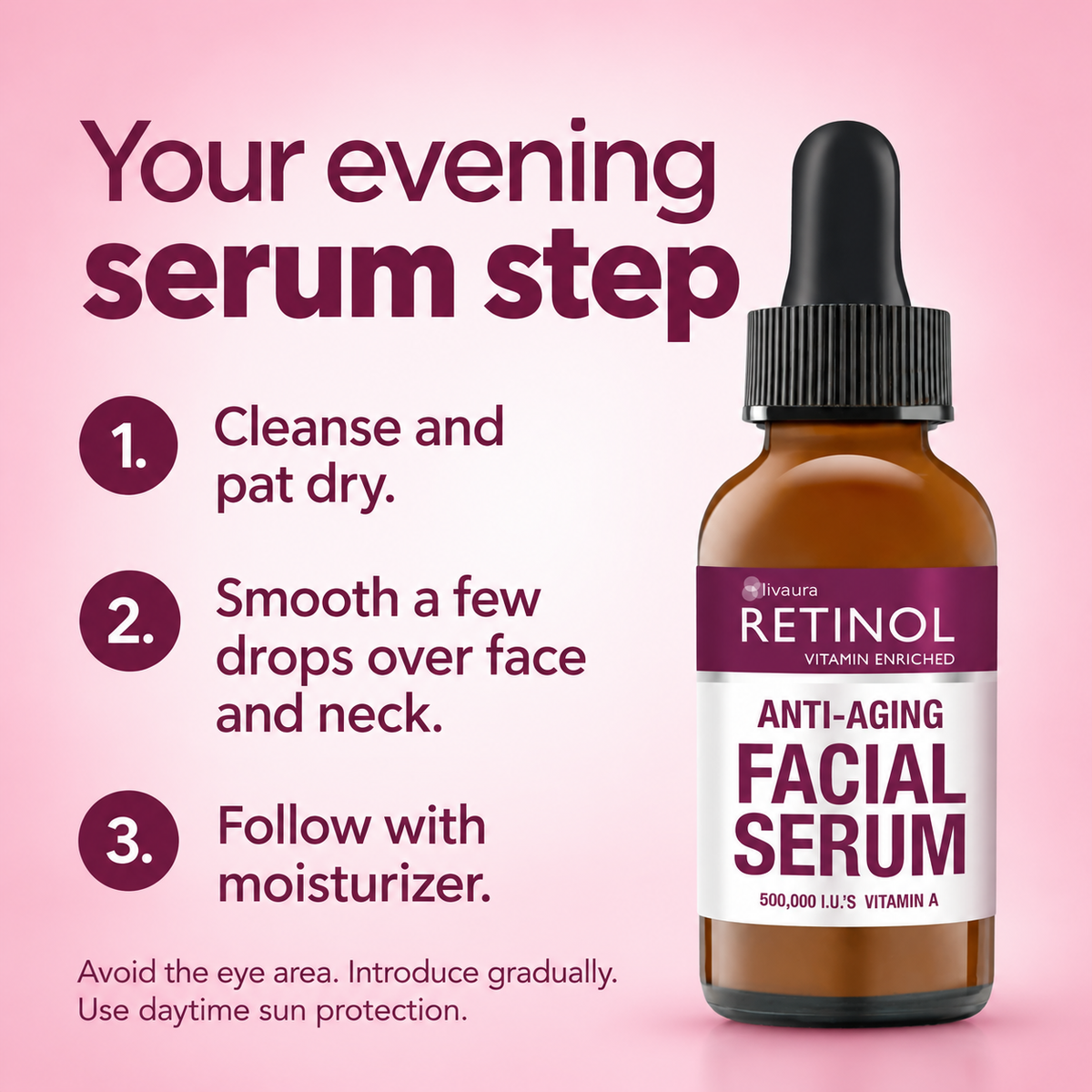 Retinol serum directions infographic