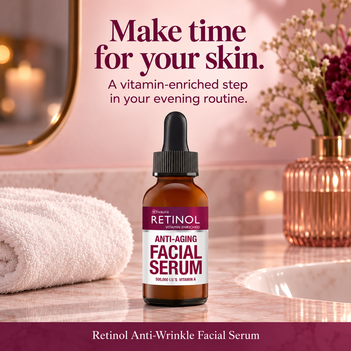 Retinol serum routine infographic