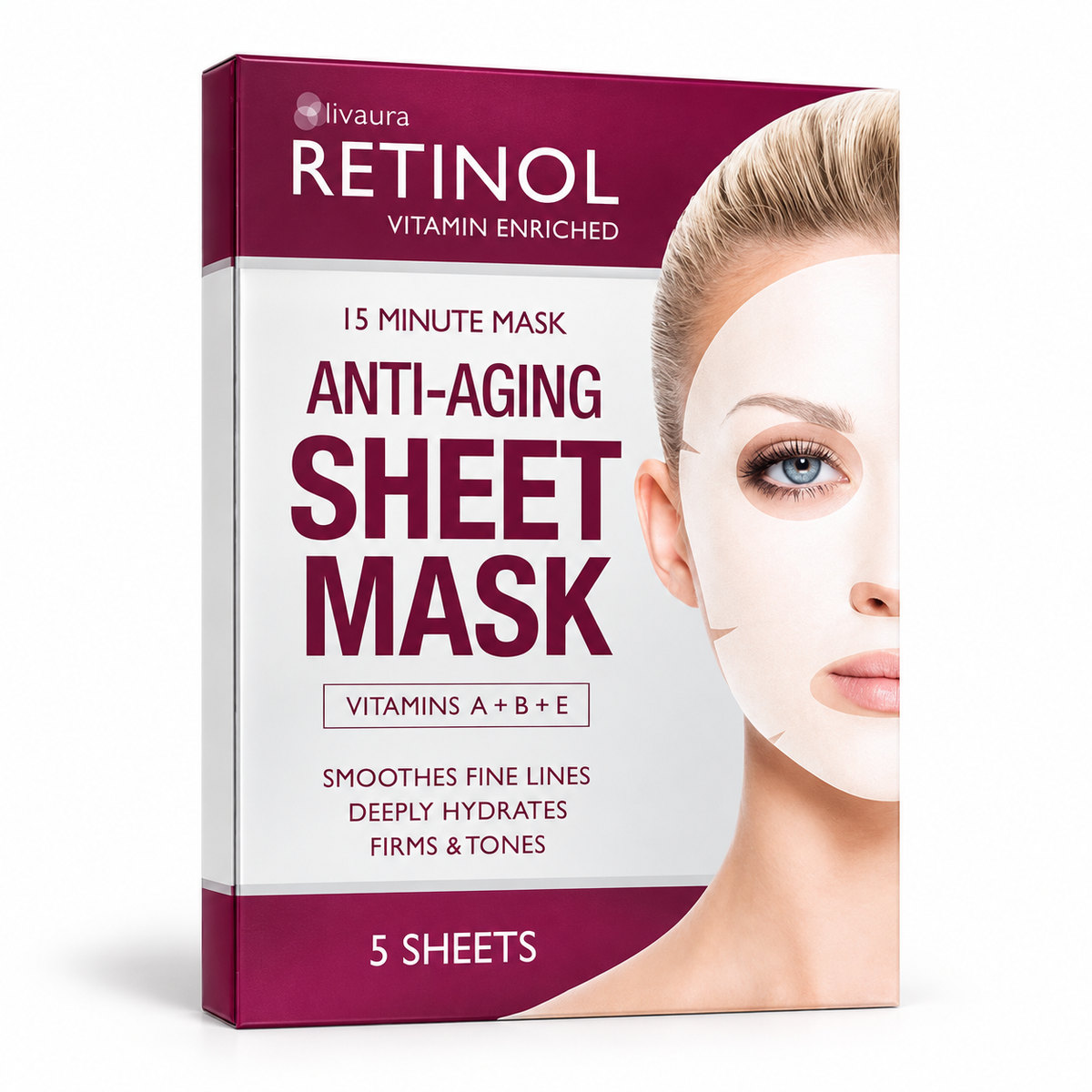 Livaura Retinol Anti-Aging Sheet Mask, 5 sheets