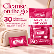 Individually wrapped Retinol wipes for travel and everyday carry