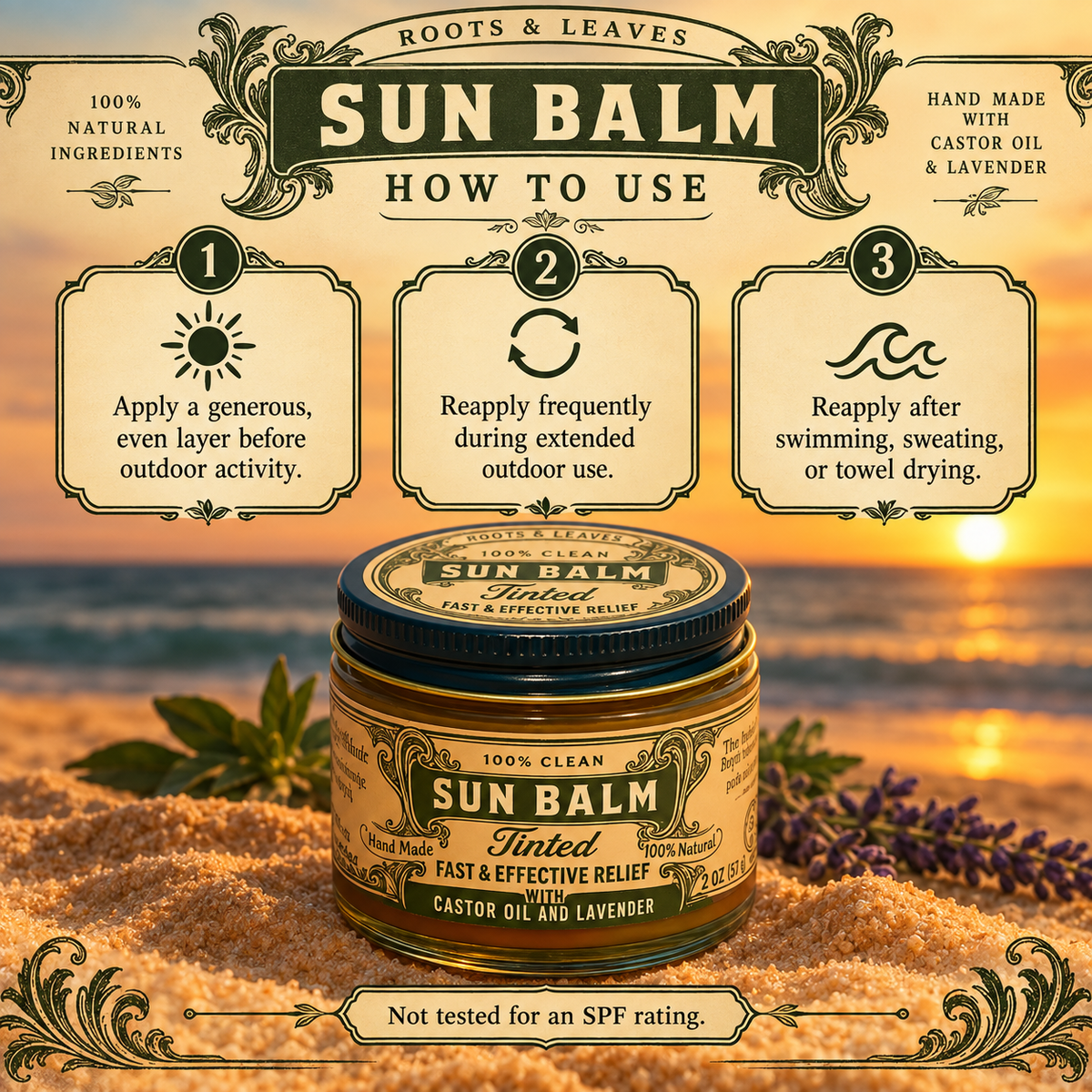 Roots & Leaves Sun Balm how to use