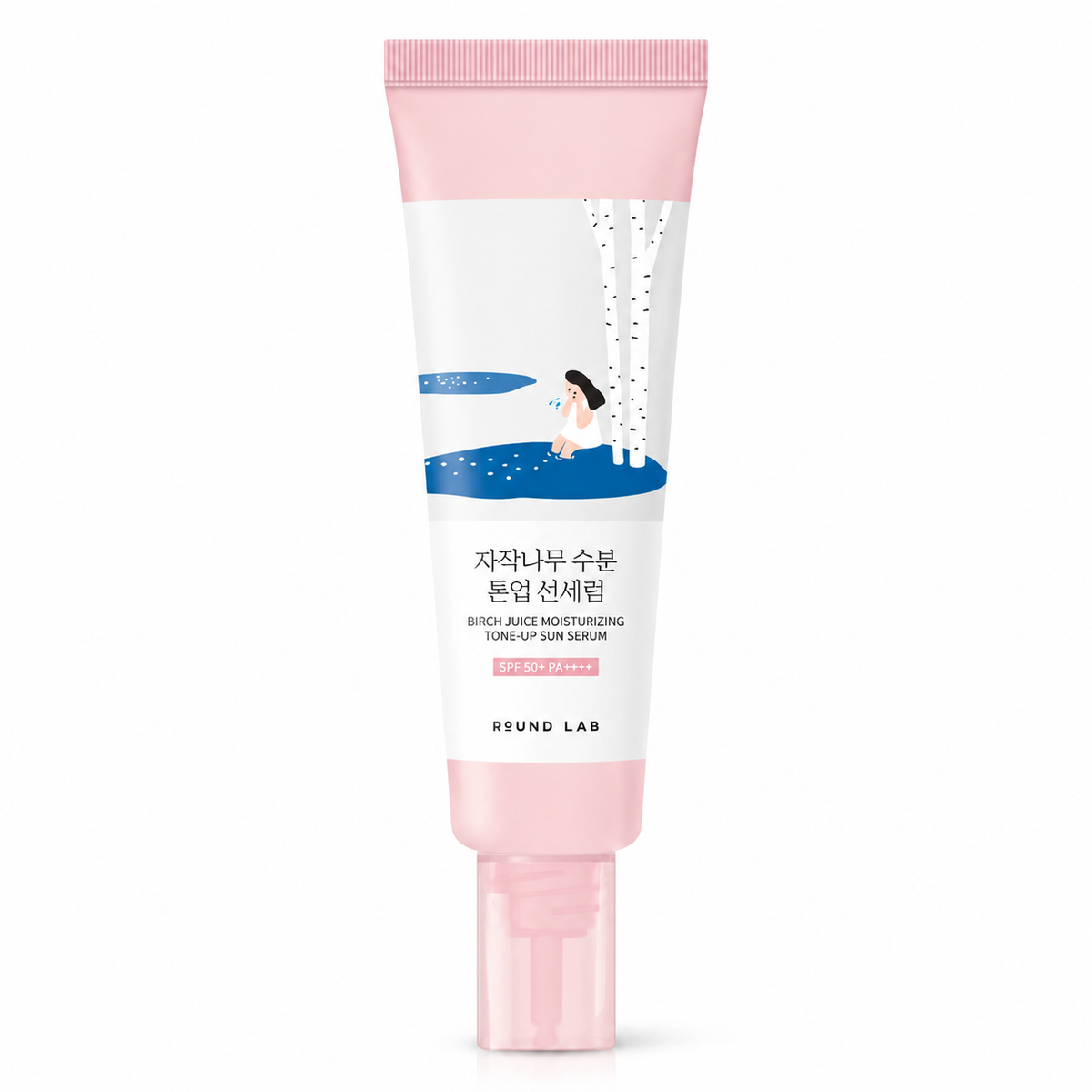 ROUND LAB Birch Juice Moisturizing Tone-Up Sun Serum SPF 50+ PA++++ 50ml on white background