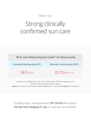 ROUND LAB Birch Juice Sun Cushion 15g source product information: uv clinical results