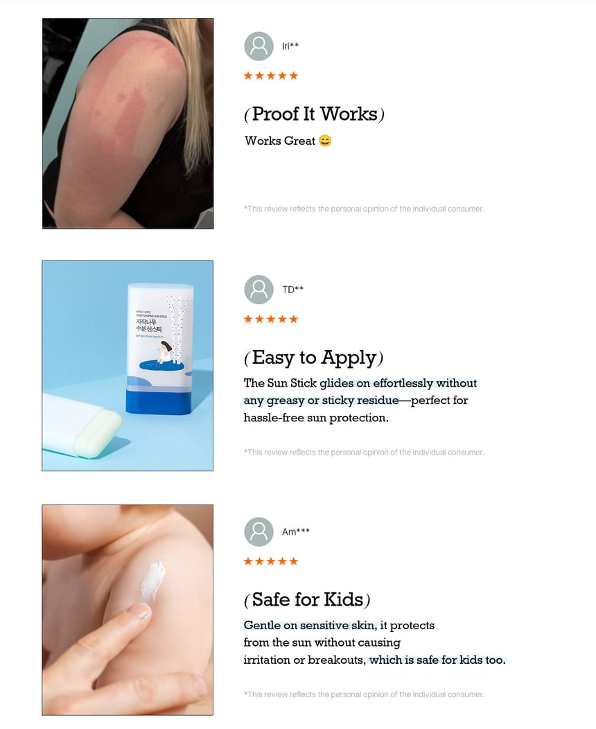 ROUND LAB Birch Juice Sun Stick 19g source product information: source customer feedback