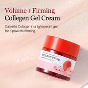 ROUND LAB Camellia Deep Collagen Firming Cream 50 ml, volume and firming infographic