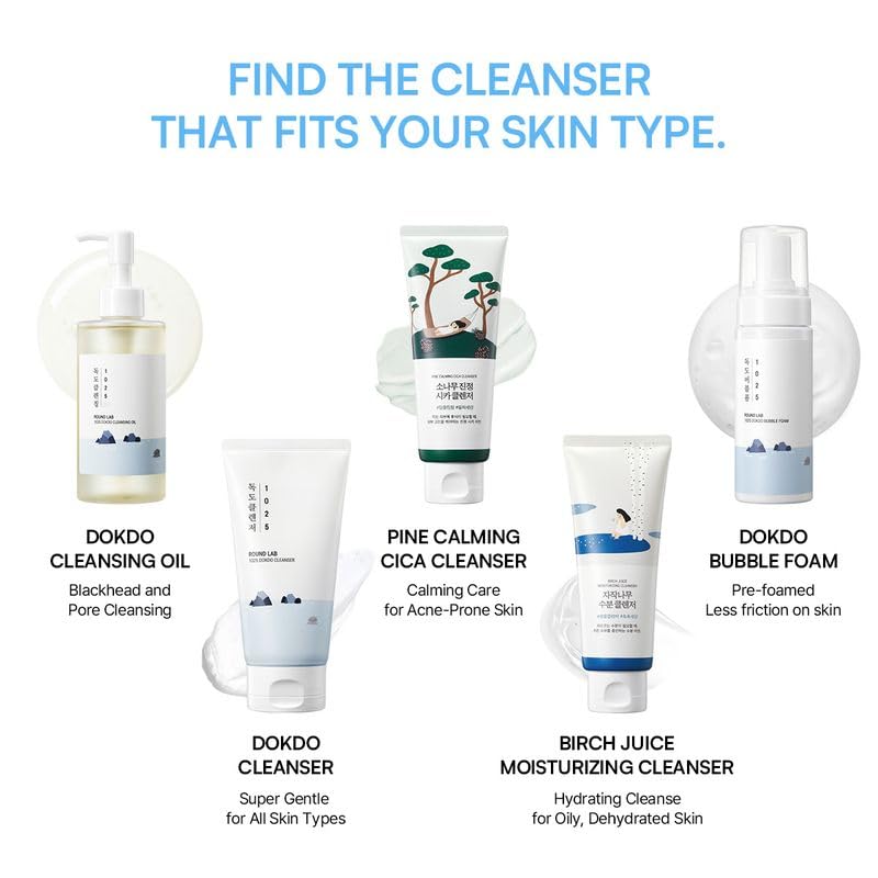 ROUND LAB cleanser range comparison with Dokdo Bubble Foam