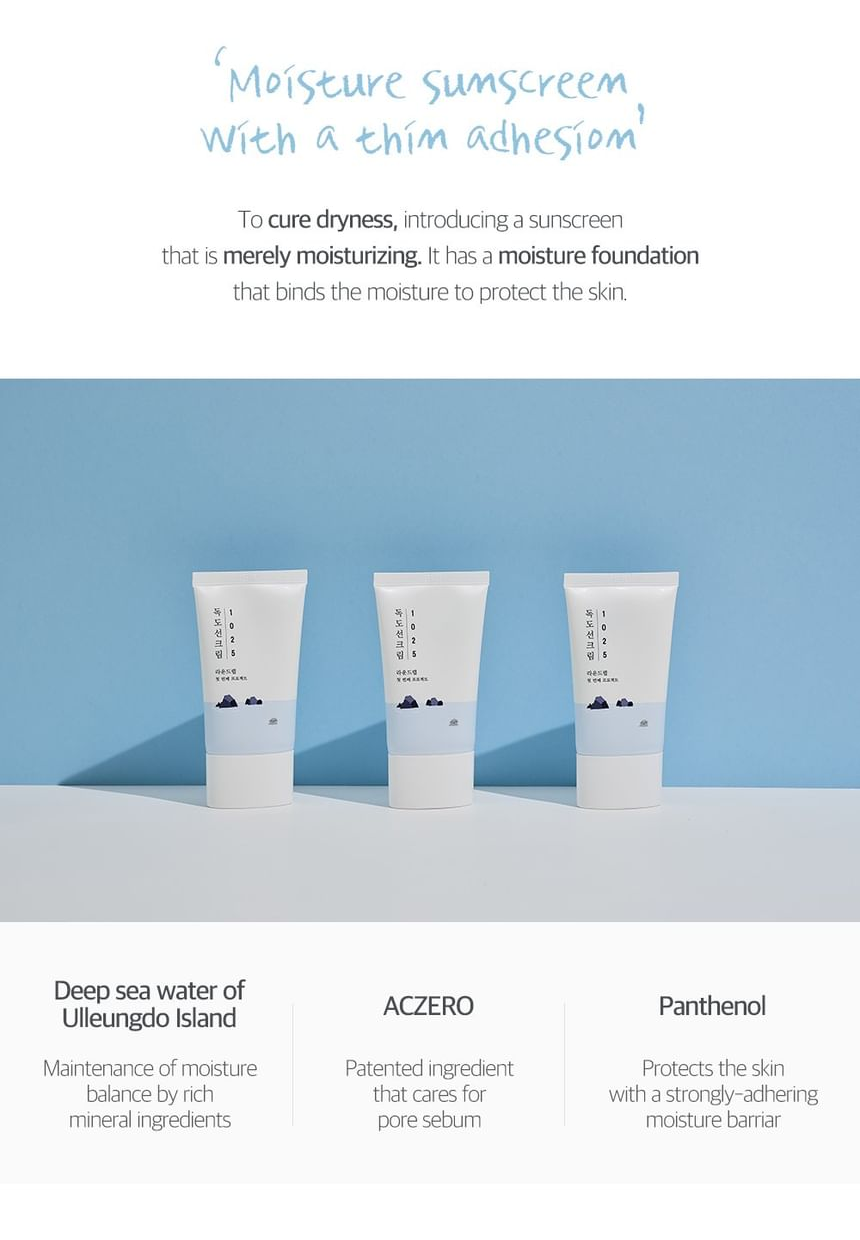 ROUND LAB 1025 Dokdo Sunscreen 50ml - moisturizing sunscreen overview