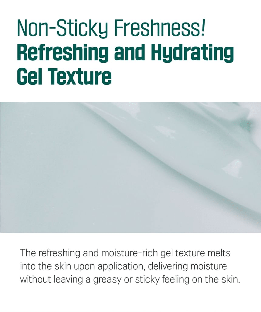 ROUND LAB For Men Pine Calming Cica Cream 75ml: non sticky gel texture. Original YesStyle product information panel.