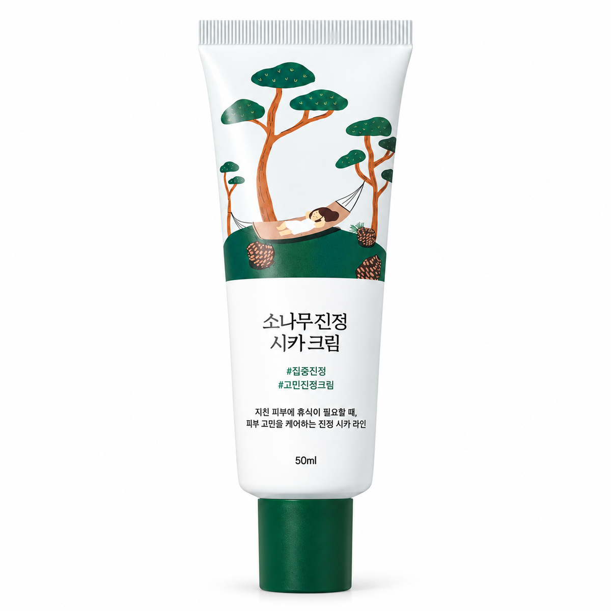 ROUND LAB Pine Calming Cica Cream 50ml, one retail product on a pure white background