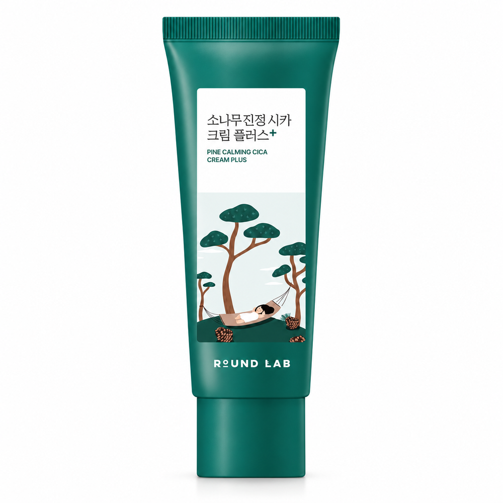 ROUND LAB Pine Calming Cica Cream Plus 60ml, one retail product on a pure white background