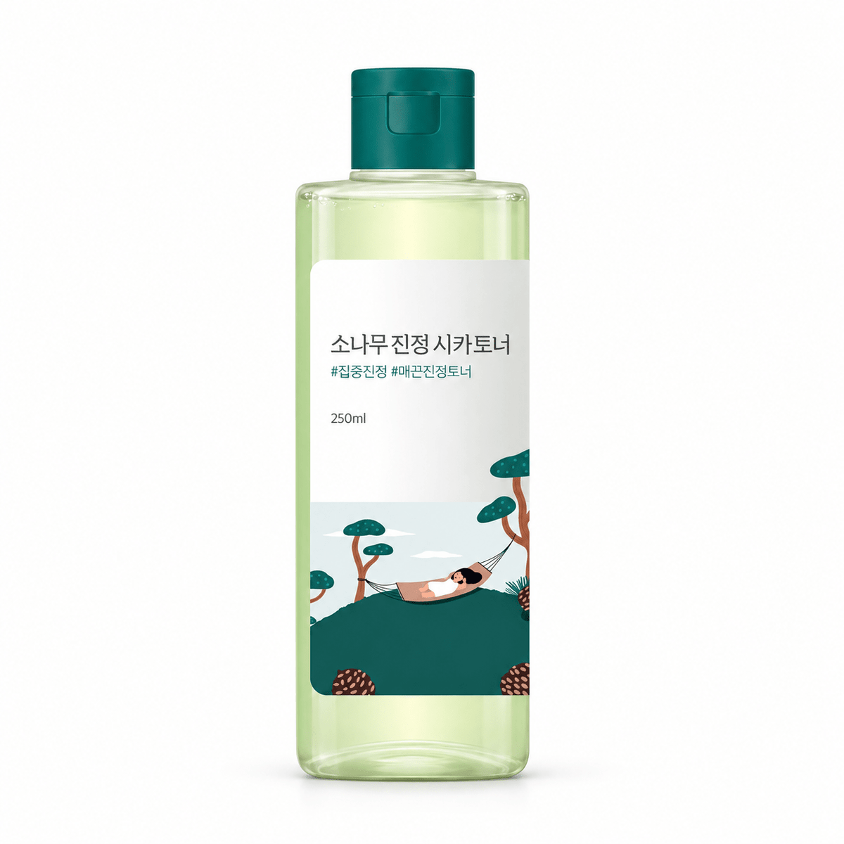 ROUND LAB Pine Calming Cica Toner 250ml, one retail product on a pure white background