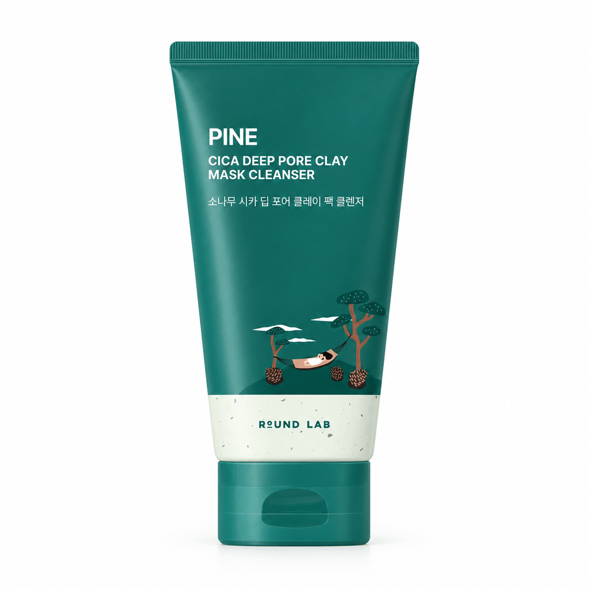 ROUND LAB Pine Cica Deep Pore Clay Mask Cleanser 150ml, one retail product on a pure white background