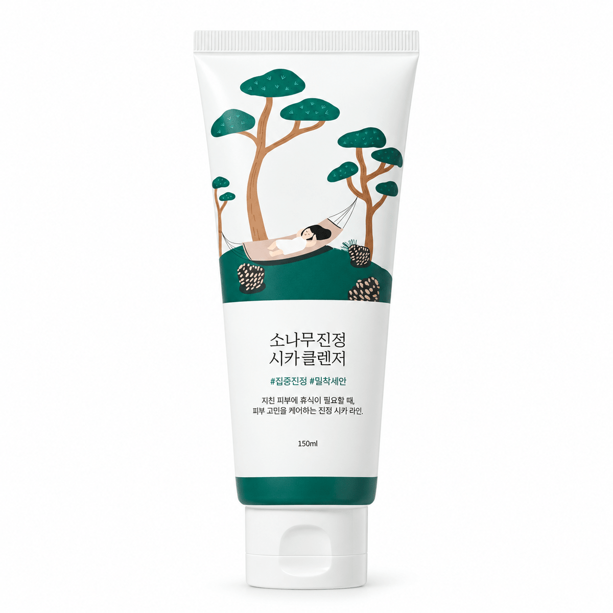 ROUND LAB Pine Calming Cica Cleanser 150ml, one retail product on a pure white background