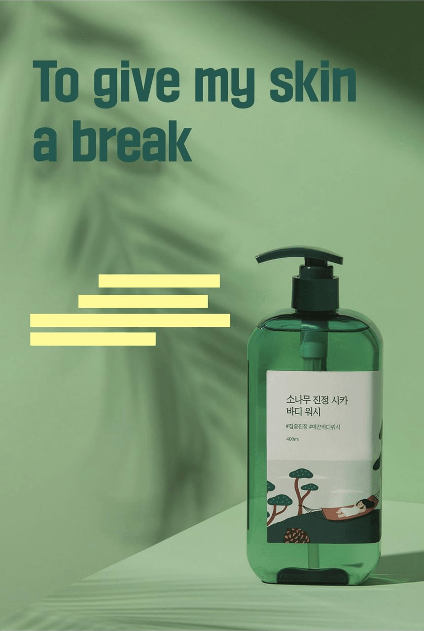 ROUND LAB Pine Calming Cica Body Wash 400ml - original calming lifestyle panel