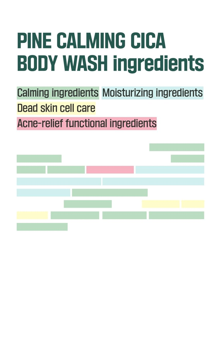 ROUND LAB Pine Calming Cica Body Wash 400ml - original ingredients panel