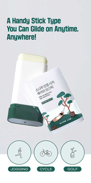 ROUND LAB Pine Calming Cica Airy Sun Stick 19g: portable stick. Original YesStyle product information panel.