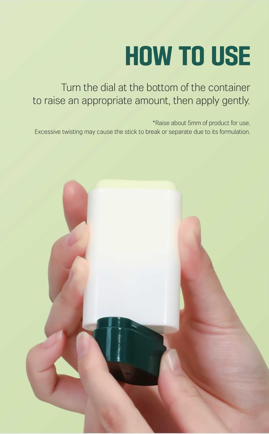 ROUND LAB Pine Calming Cica Airy Sun Stick 19g: how to use. Original YesStyle product information panel.
