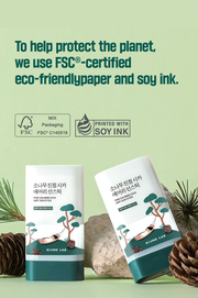 ROUND LAB Pine Calming Cica Airy Sun Stick 19g: eco packaging. Original YesStyle product information panel.