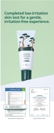 ROUND LAB Pine Calming Cica Sunscreen 40ml: skin irritation tests. English product information from Olive Young.