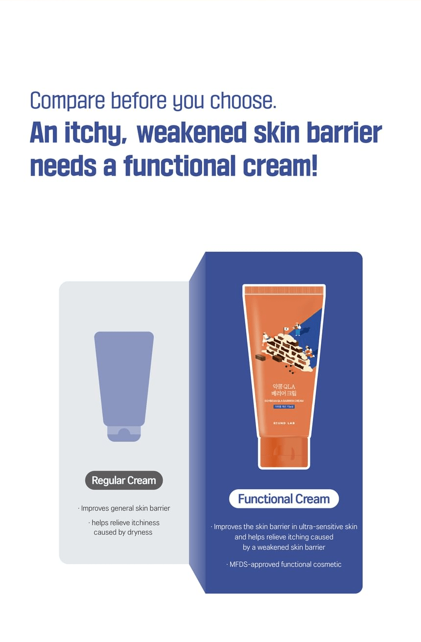 ROUND LAB Soybean QLA Barrier Cream 80ml, original YesStyle cream comparison information panel