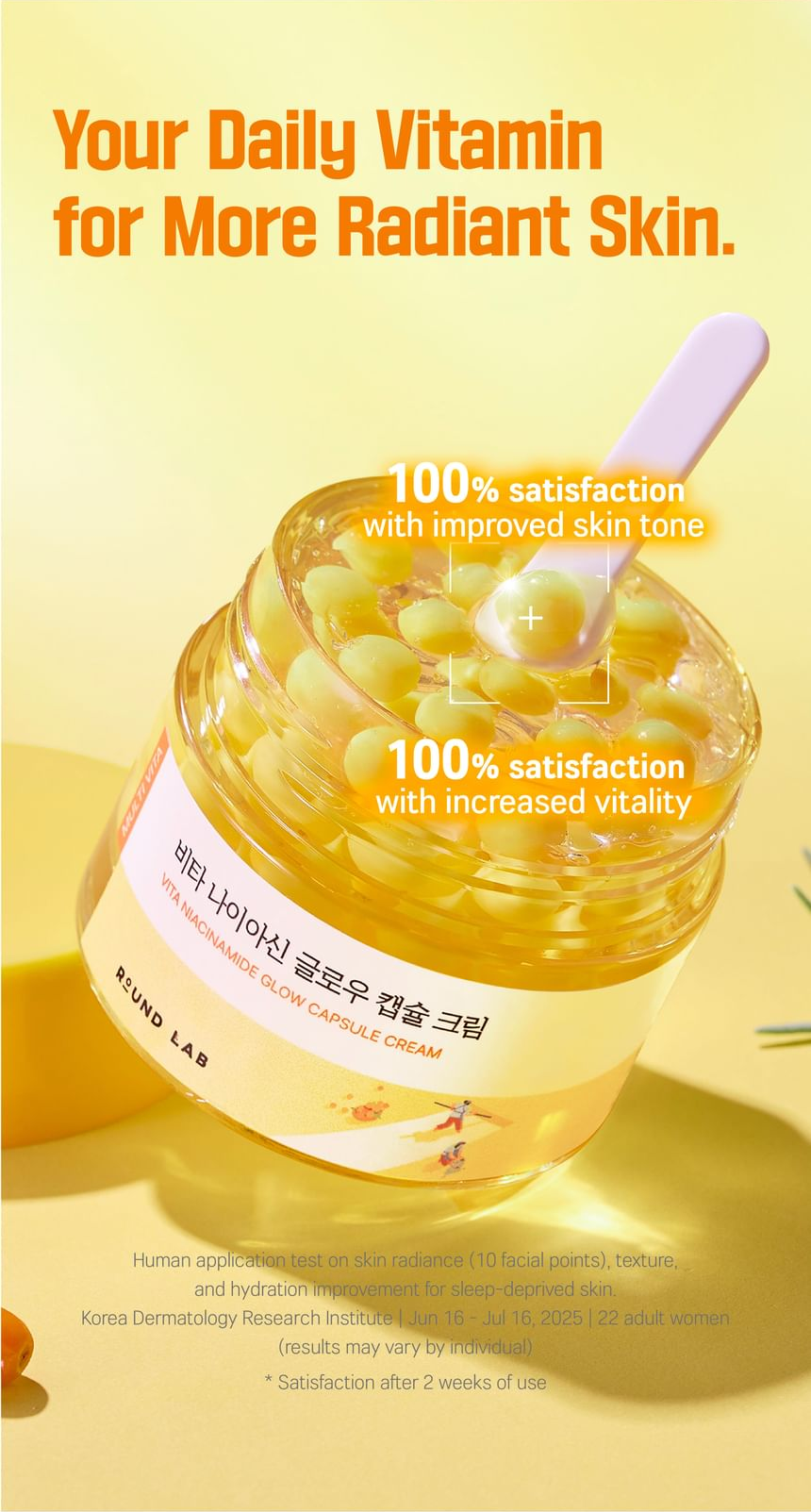Round Lab Vita Niacinamide Glow Capsule Cream 50ml - Skin-tone and vitality satisfaction results.
