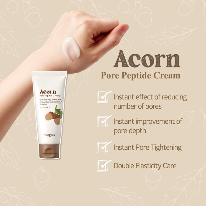 SKINFOOD Acorn Pore Peptide Cream 70mL - Pore and elasticity benefits (English full gallery)