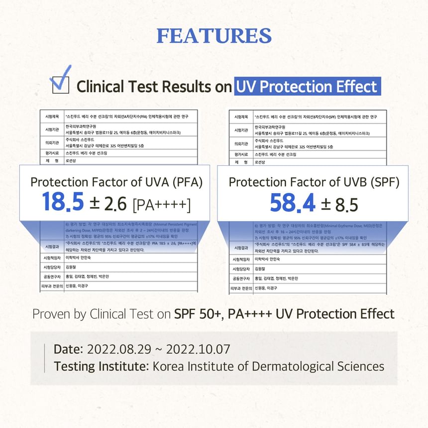 SKINFOOD Berry Moisturizing Sun Cream 50mL - UV test details