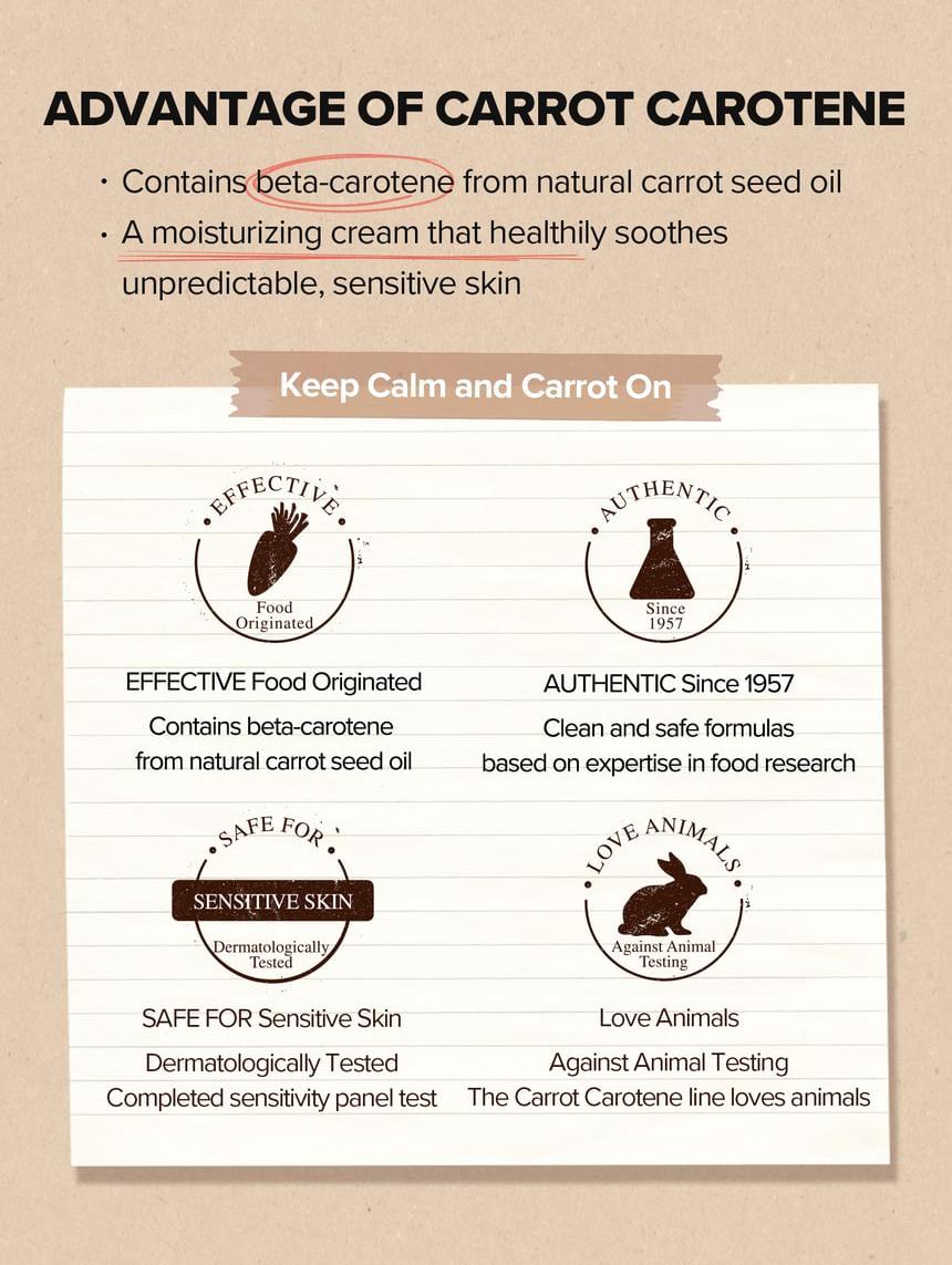 SKINFOOD Carrot Carotene Relief Cream 70mL - Formula benefits