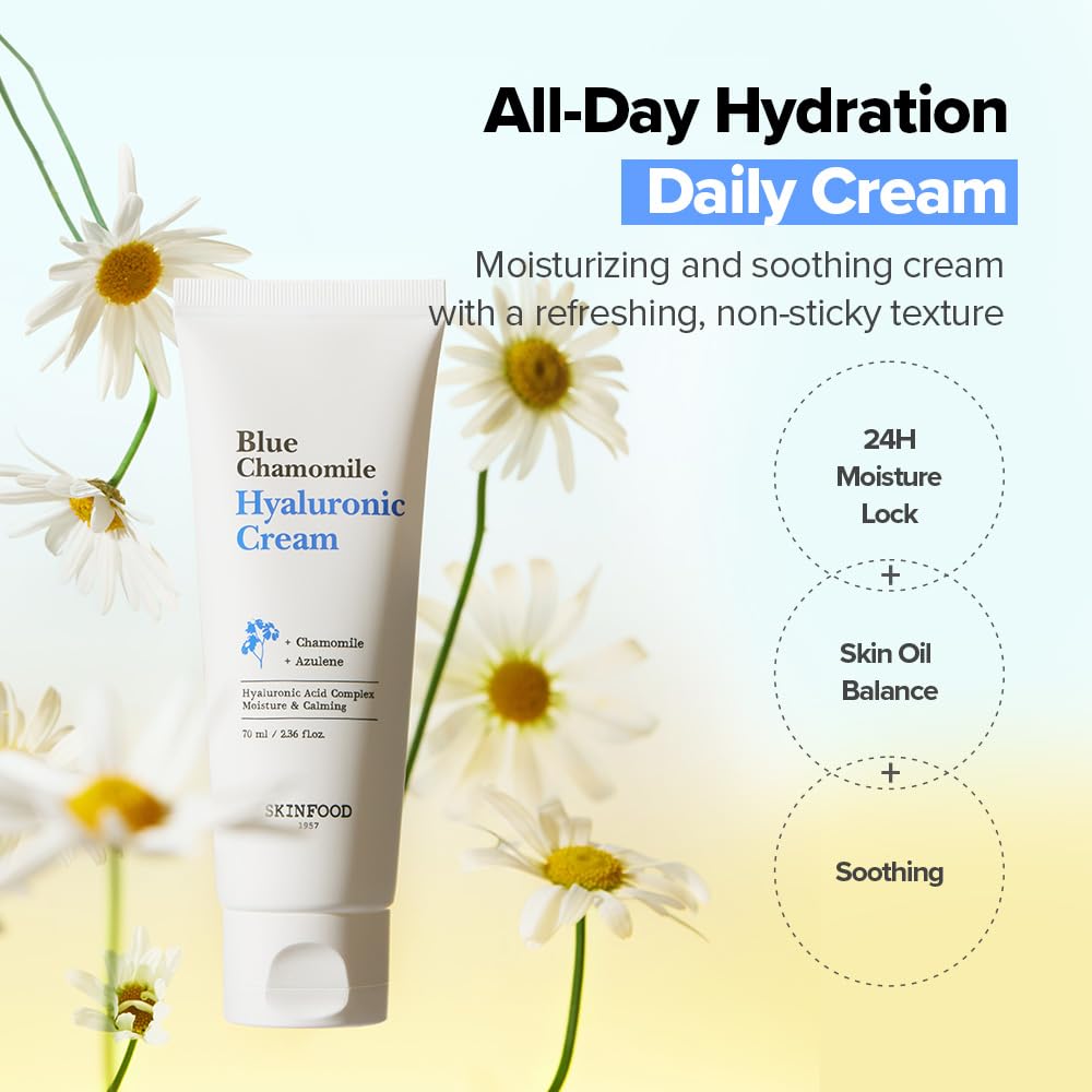SKINFOOD Blue Chamomile Hyaluronic Cream - Lightweight daily hydration