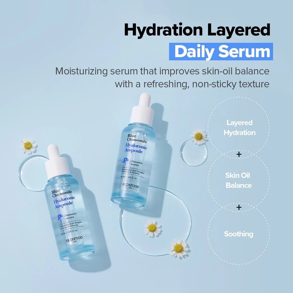SKINFOOD Blue Chamomile Hyaluronic Ampoule - Hydration and texture