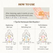 SKINFOOD Honey Sugar Food Mask: English application directions and mask routine