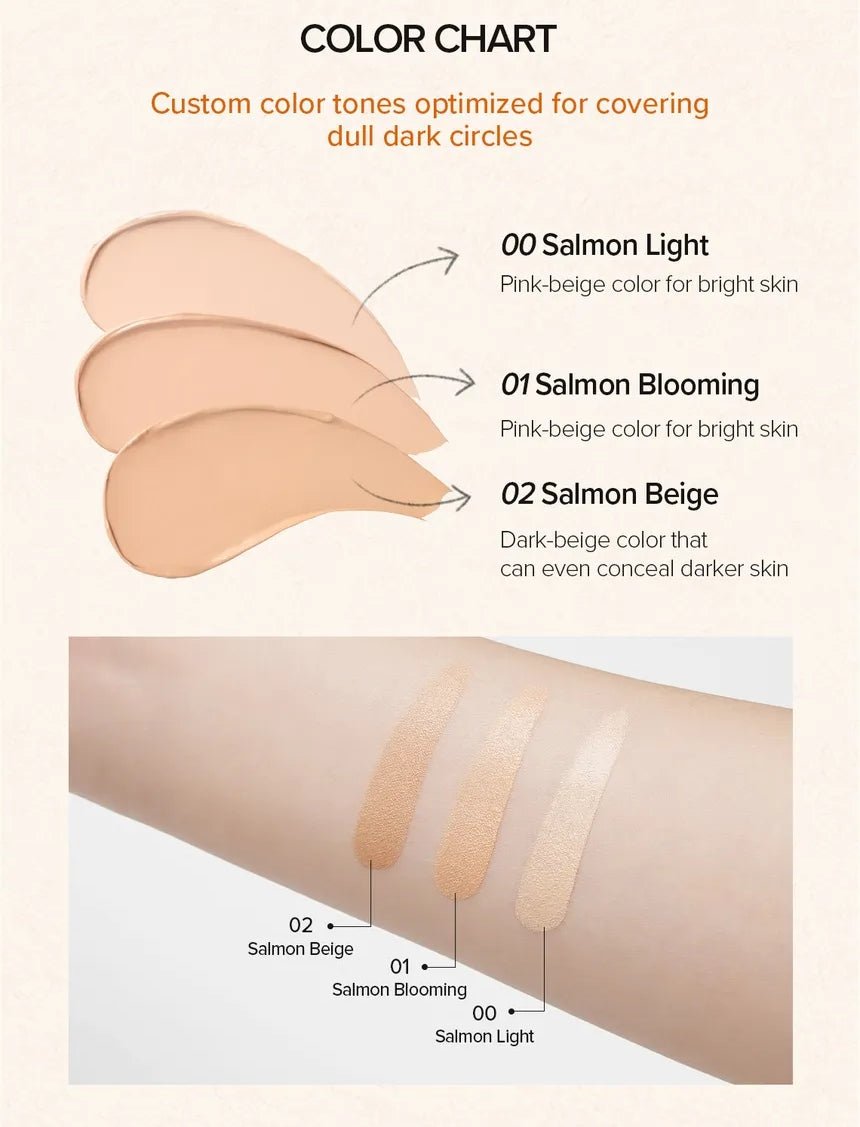 SKINFOOD Salmon Darkcircle Concealer Cream 10g info 03 complete color chart