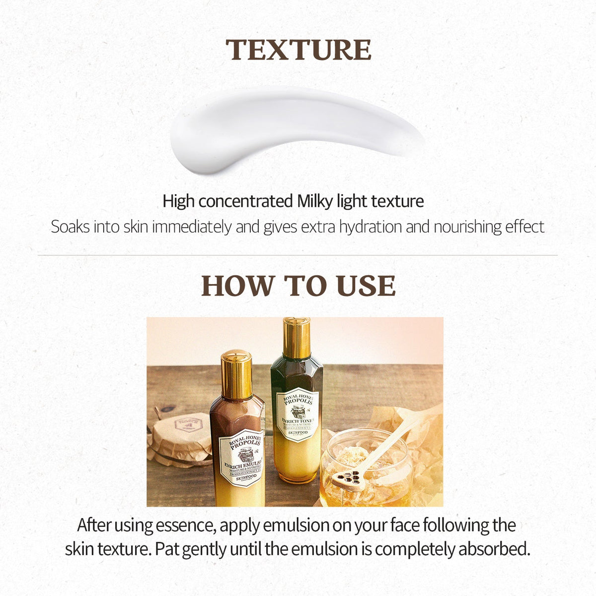 SKINFOOD royal honey propolis enrich emulsion English product information panel 4