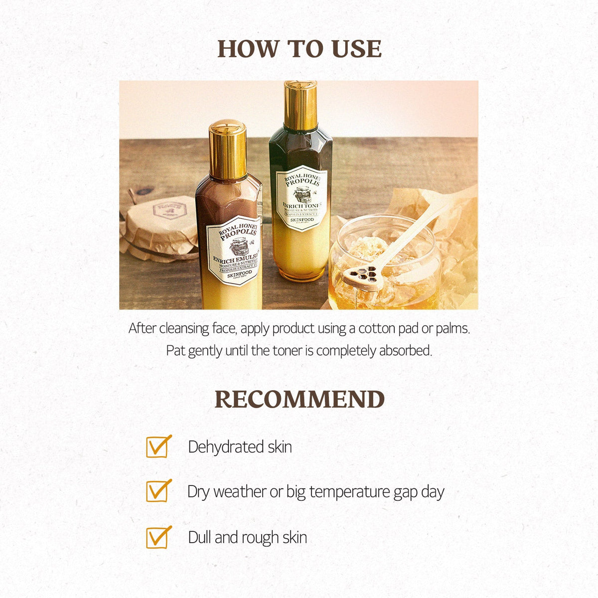 SKINFOOD royal honey propolis enrich toner English product information panel 4