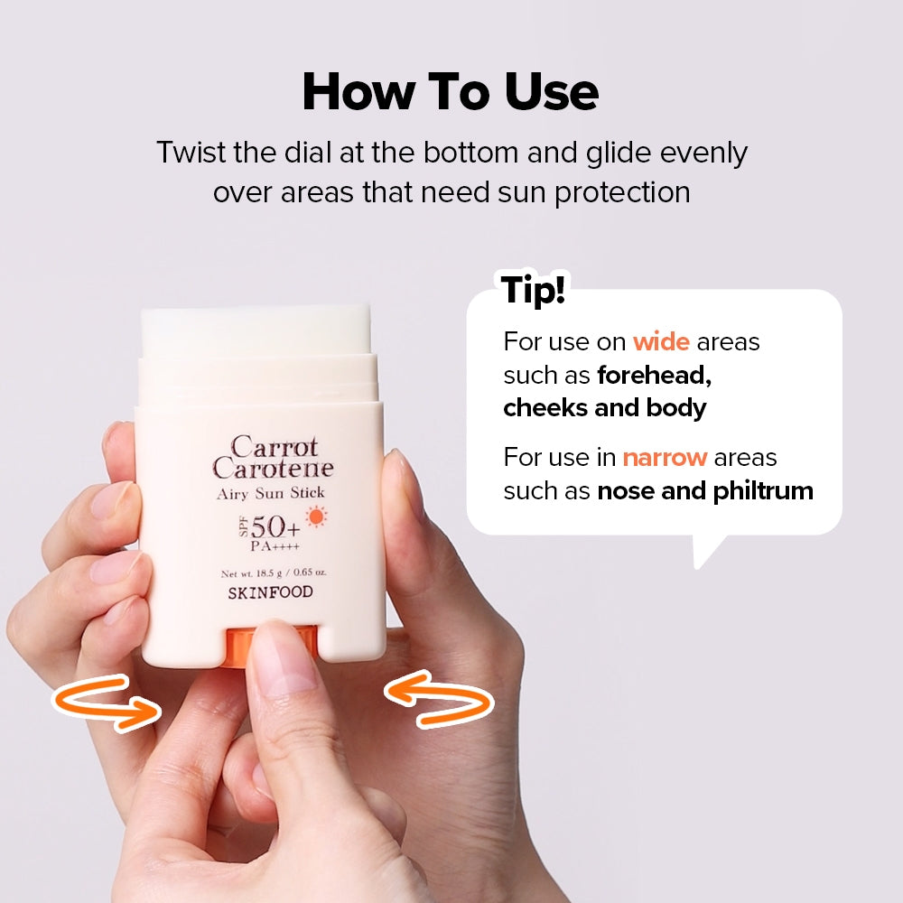 SKINFOOD Carrot Carotene Airy Sun Stick 18.5g - English product information