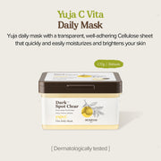 SKINFOOD Yuja C Vita Daily Mask English overview and 30-sheet size