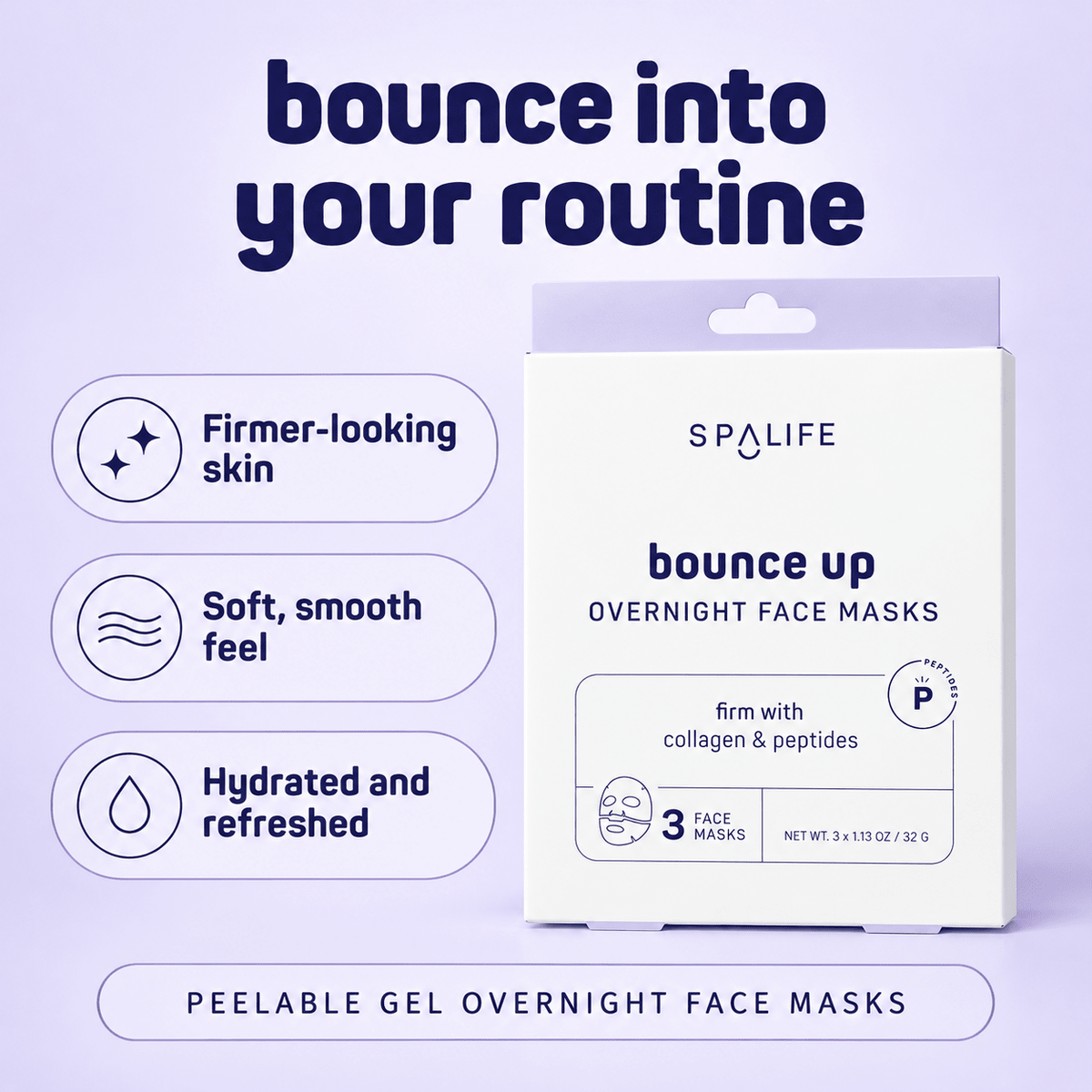 SpaLife Bounce Up masks for firmer-looking, soft, hydrated skin