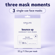 SpaLife Bounce Up contains 3 single-use face masks, 32 g each