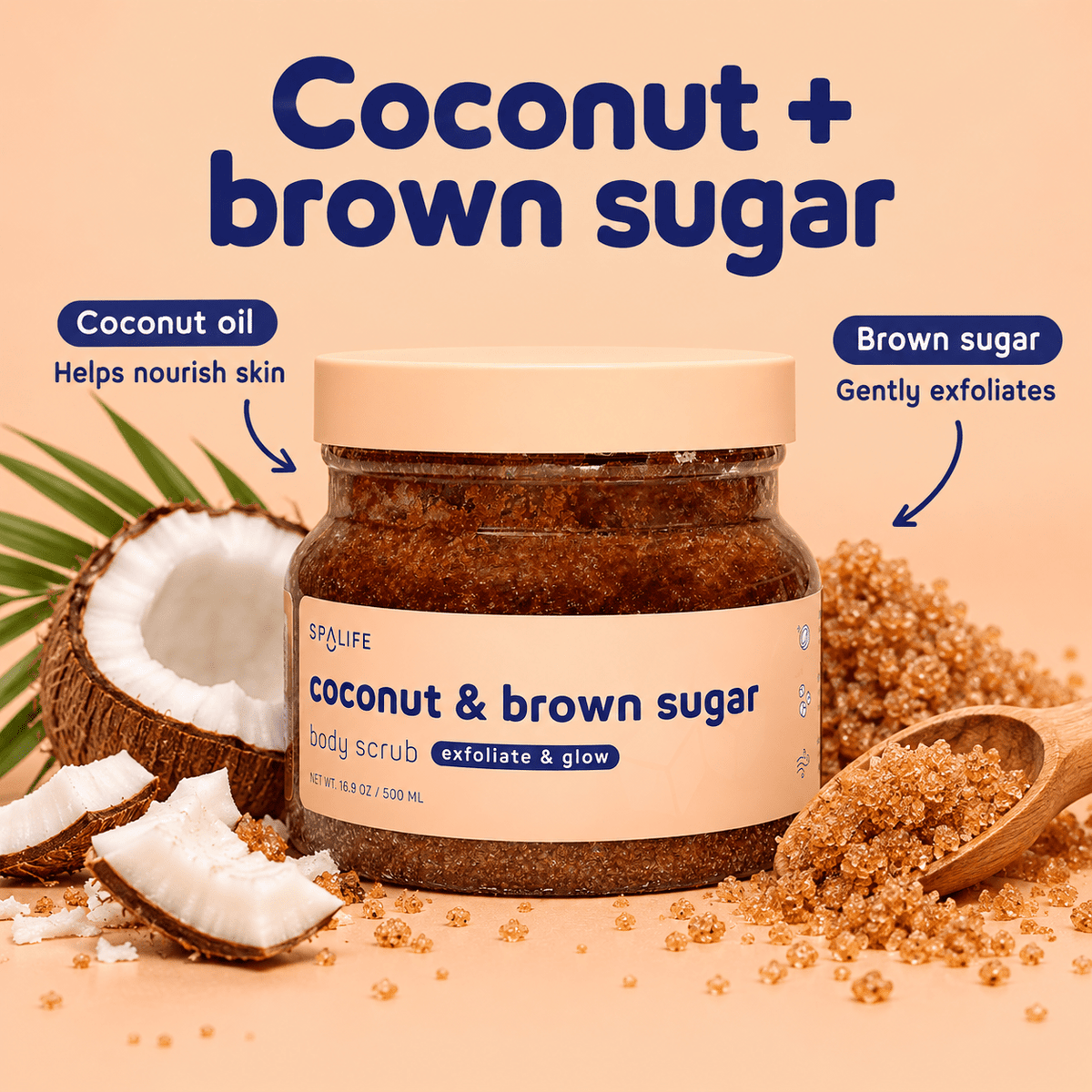 Coconut oil and brown sugar ingredient overview