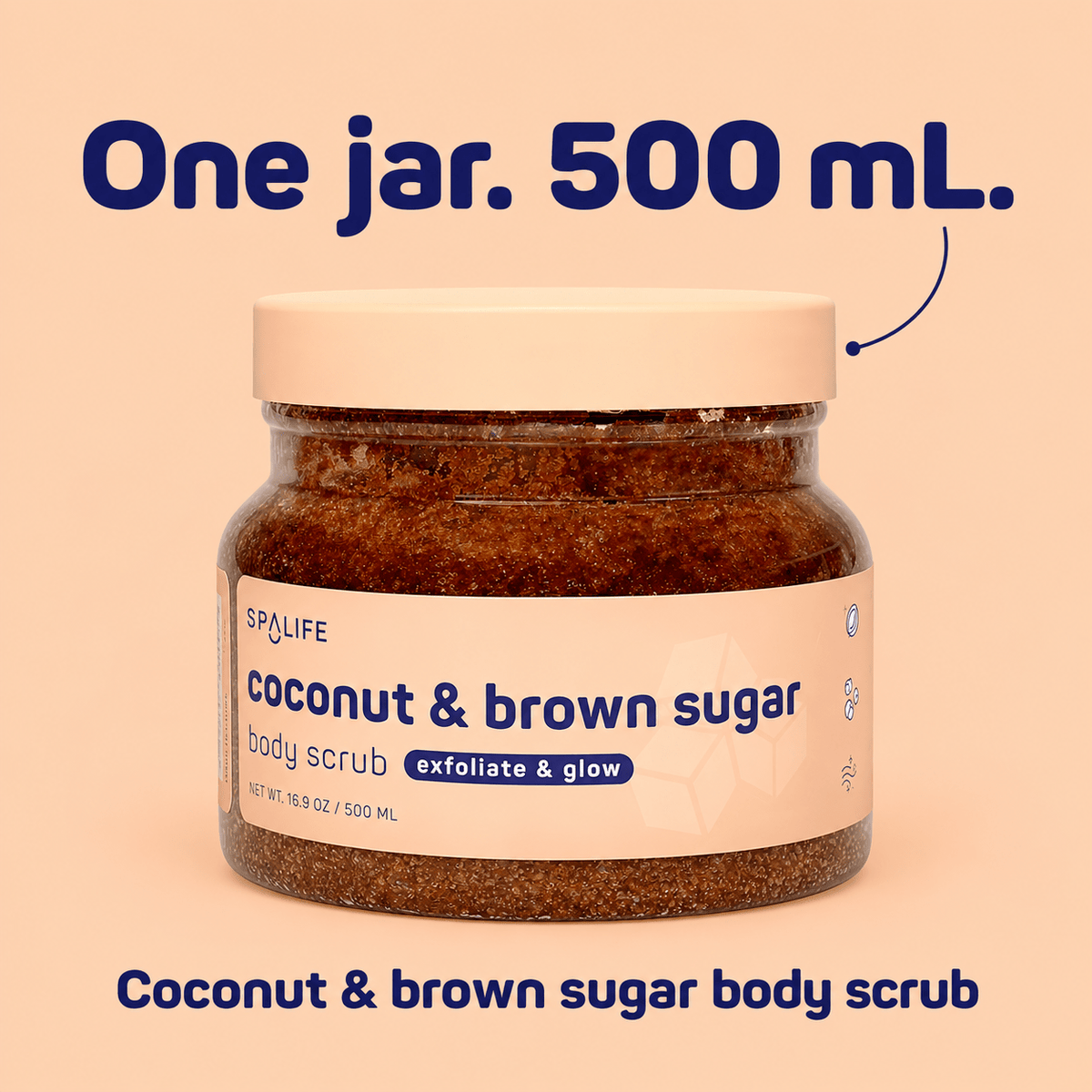 One 500 mL jar of SpaLife Coconut & Brown Sugar Body Scrub