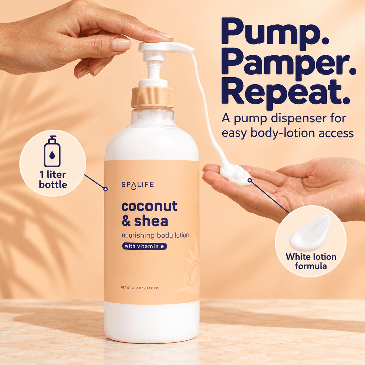 SpaLife Coconut and Shea Body Lotion 1 L - pump dispenser