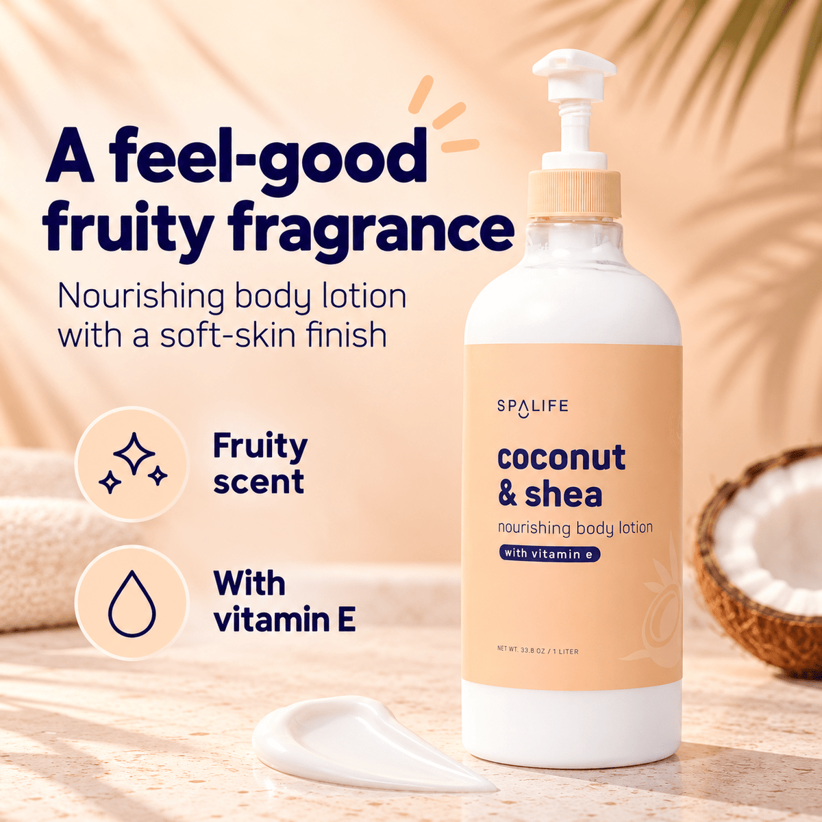 SpaLife Coconut and Shea Body Lotion 1 L - fruity fragrance